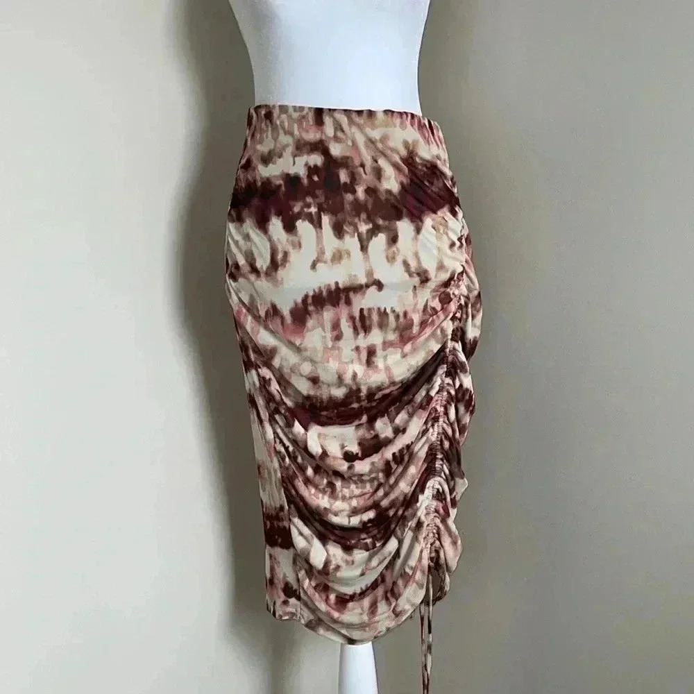 Calvin Klein Print Ruched Midi Skirt​​